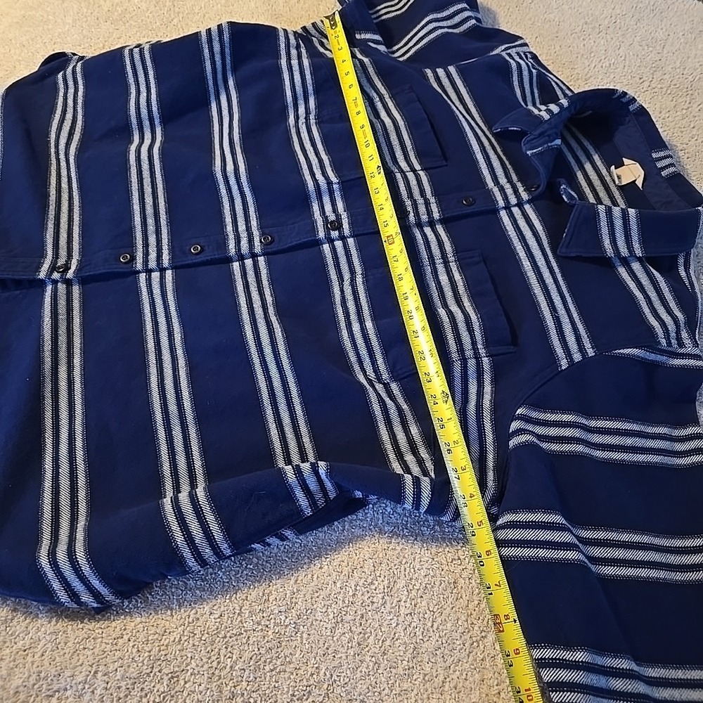 Duluth Trading Co Women's Shacket Blue White‎ Stripe Flannel Cotton Plus Size 4X - Picture 10 of 14